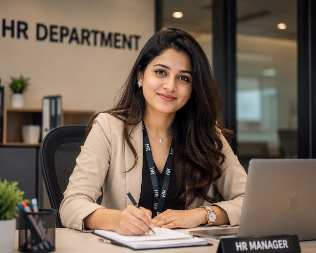 Icon of an HR manager reviewing attendance and payroll records on a laptop